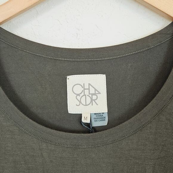 Chaser Bell  Sleeve Cold Shoulder Long Sleeve Top Olive Green Women's Medium - Picture 7 of 9